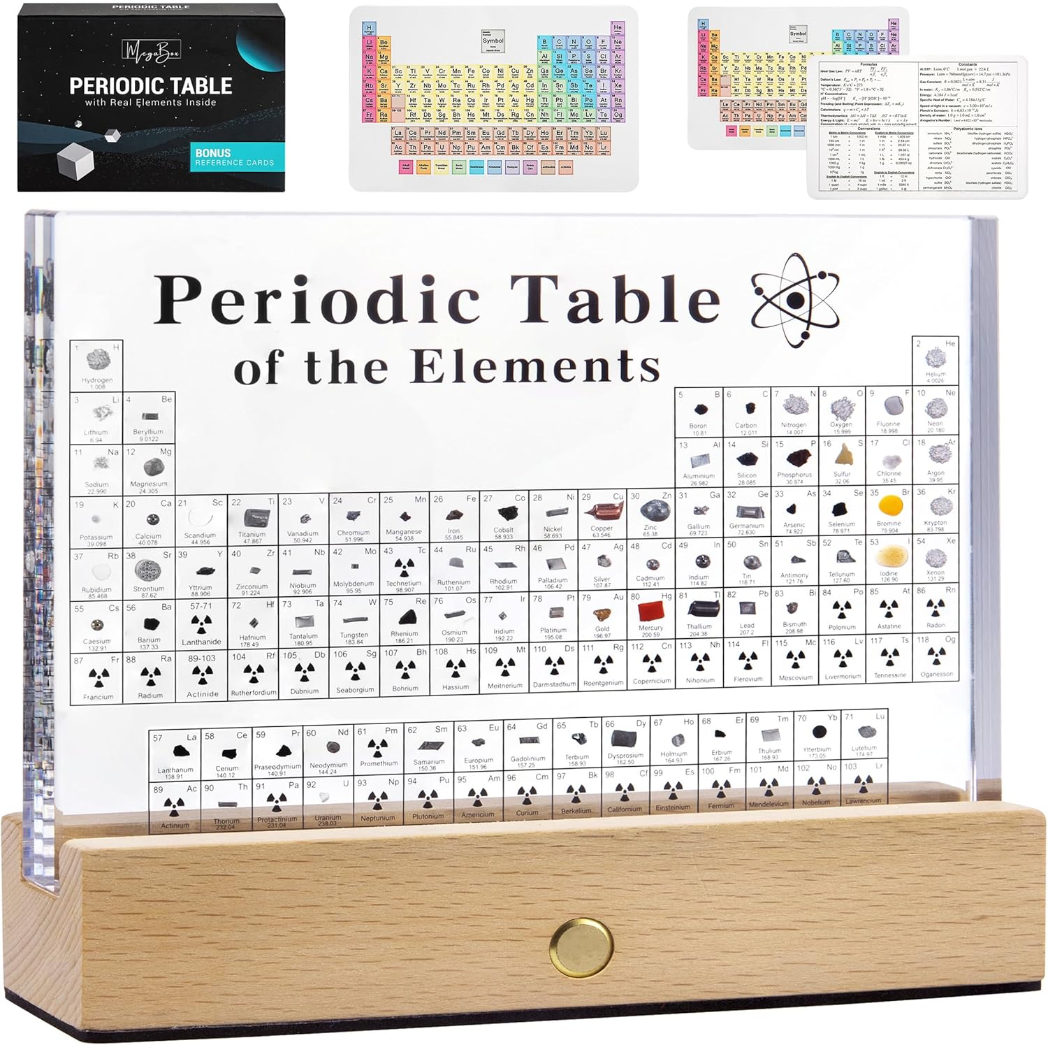 MegaBox Periodic Table Display with Real Elements and Stand