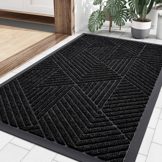 Smiry Heavy Duty Natural Rubber Door Mat for Indoor Outdoor Use