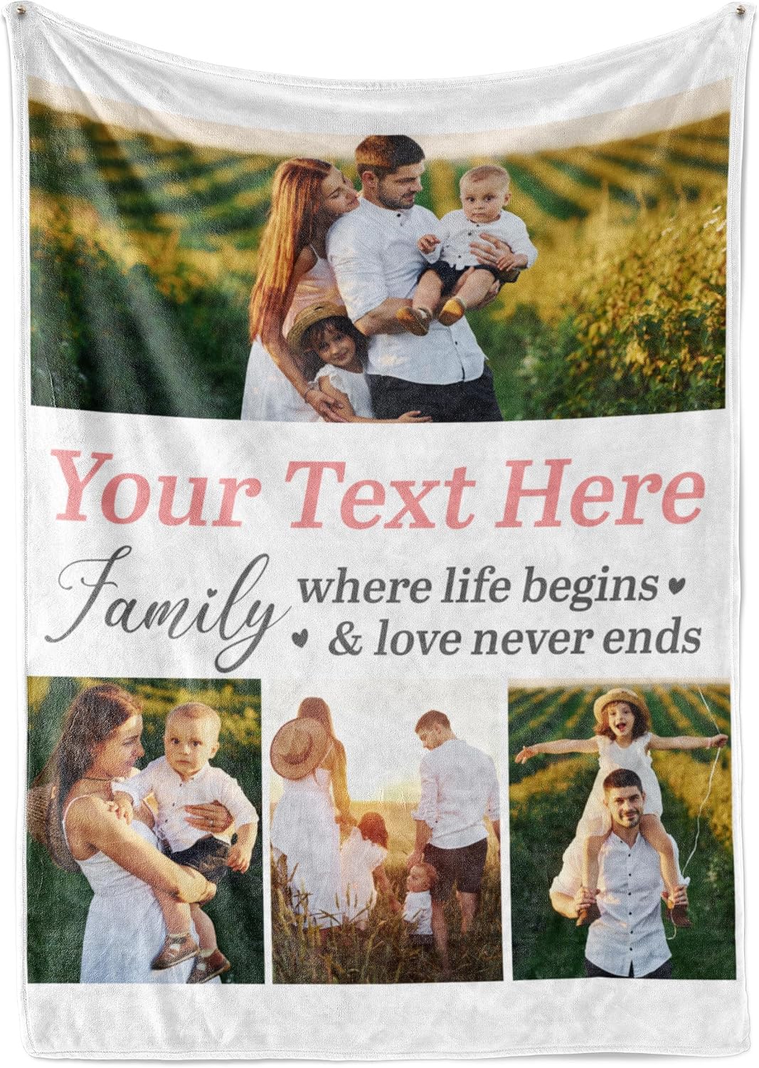 Custom Blanket with Picture and Text - Personalized Photo Blanket