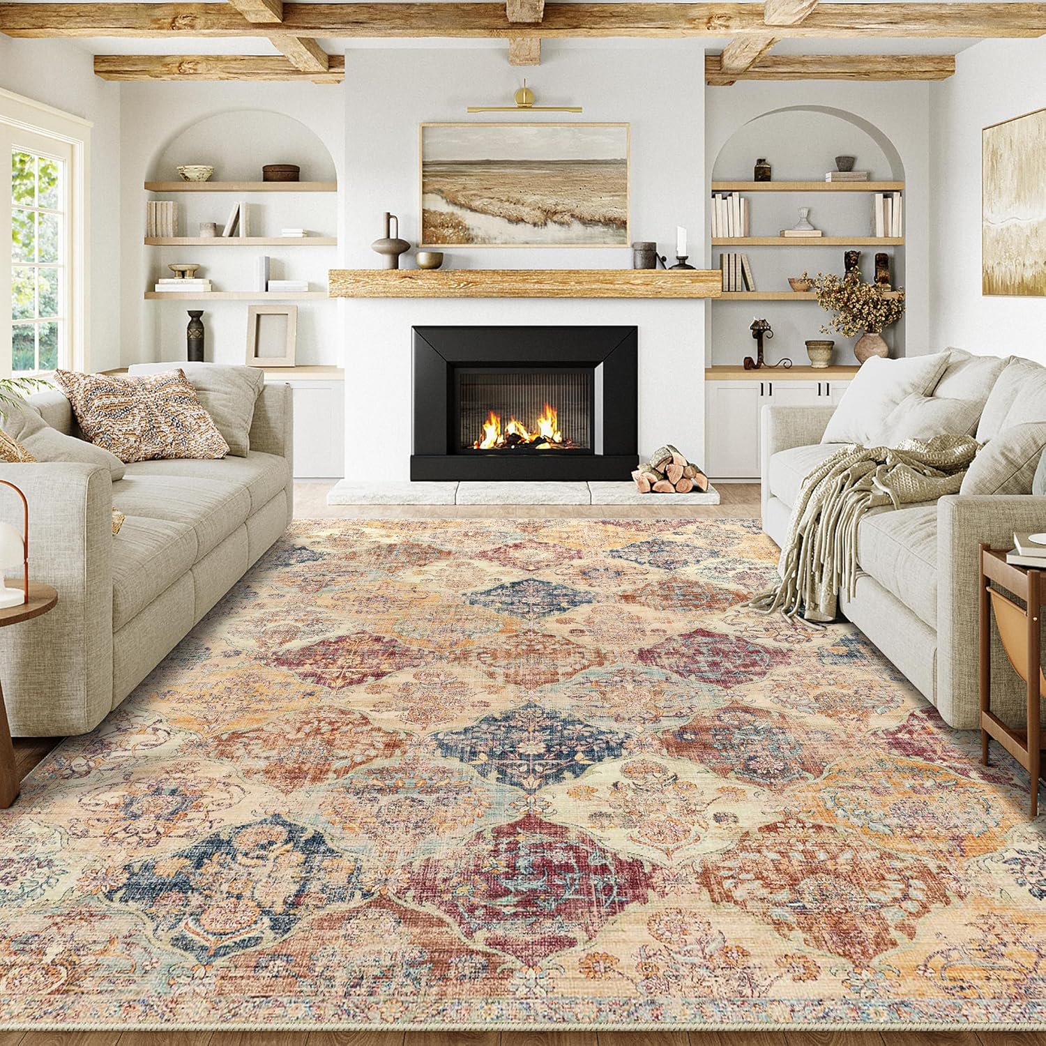 Colorful 6x9 Bedroom Rug - Non-Slip Large Area Carpet
