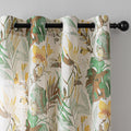 Linen Curtains 72 in Length Semi Sheer Floral Curtains - Light
