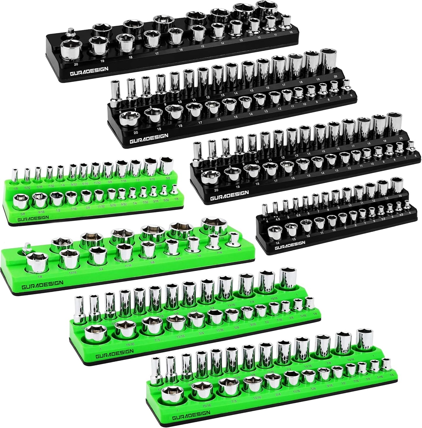 8PCS Magnetic Socket Organizer Set for Efficient Tool Storage