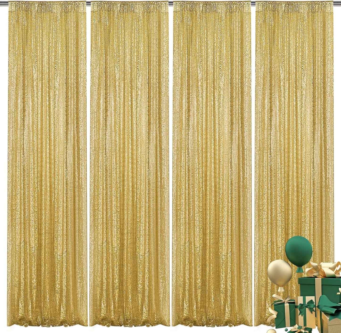Gold Sequin Backdrop Curtain for Stunning Party Decorations