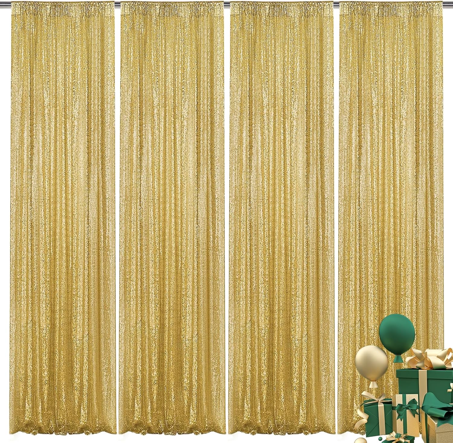Gold Sequin Backdrop Curtain for Stunning Party Decorations