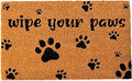 Coir Doormat 18x30 in Wipe Paws Design - Durable Non Slip Entrance Mat