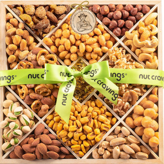 Mixed Nuts Gift Basket in Wooden Tray for Halloween Treats