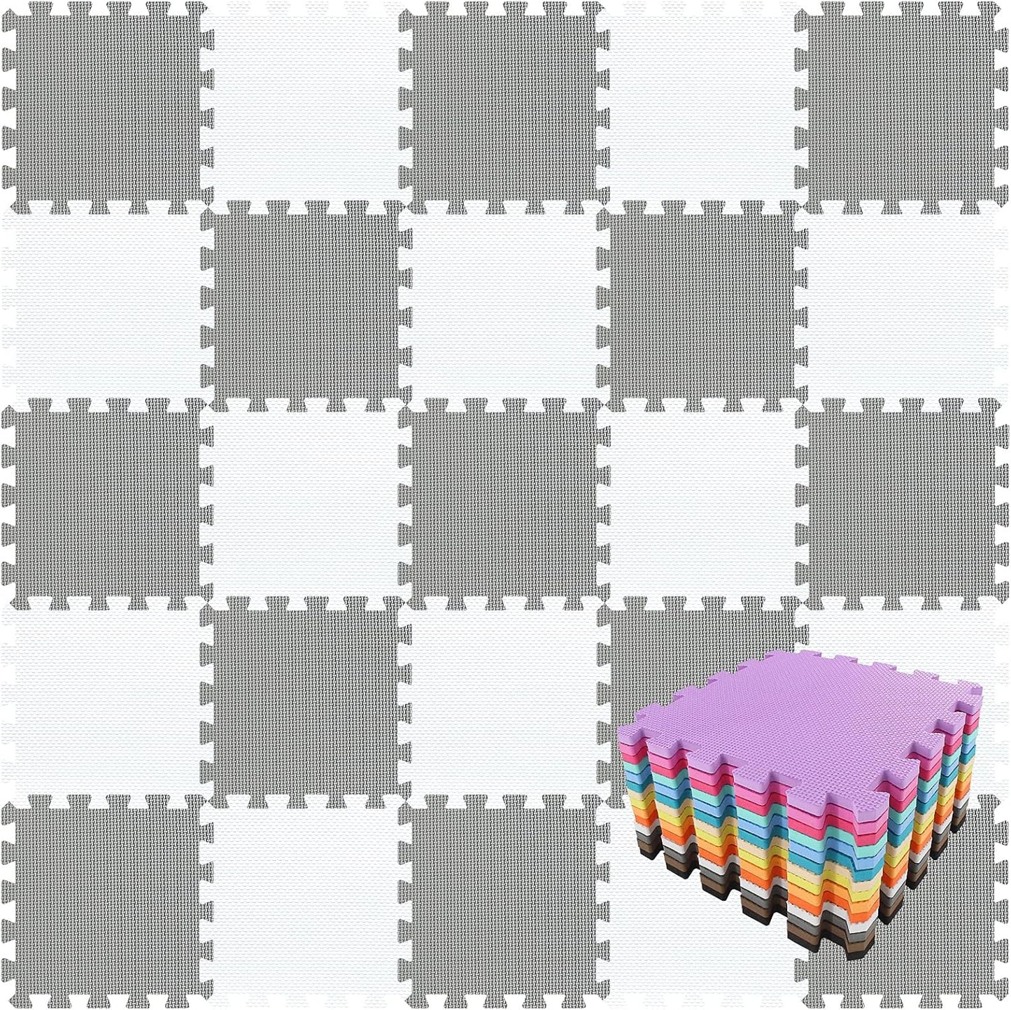 qqpp EVA Rubber Interlocking Puzzle Foam Floor Mats for Kids