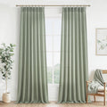 Sage Green Farmhouse Curtains 96 in Pinch Pleat Set - Light Filtering