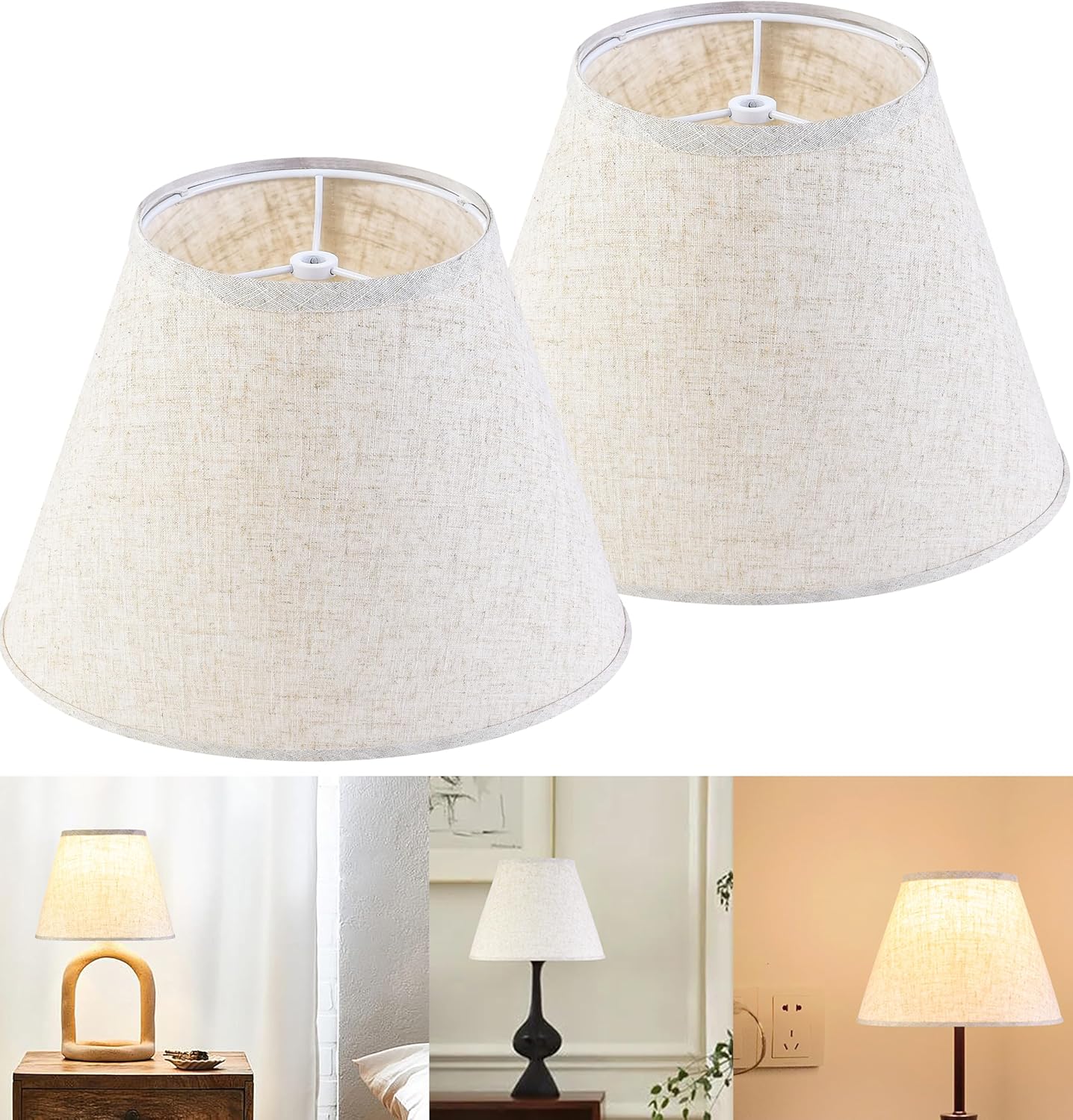 GO&SO Beige Lamp Shade - Handcrafted Natural Linen Design