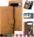 Google Pixel 9 Pro XL 6.8in Genuine Leather Wallet Case - RFID Safe