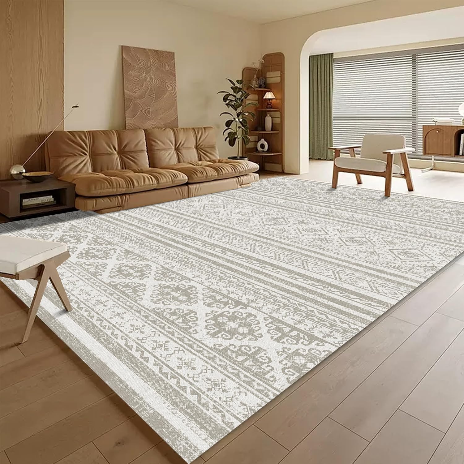 Washable Area Rugs 4ft x 6ft - Moroccan-Inspired Non-Slip Rug
