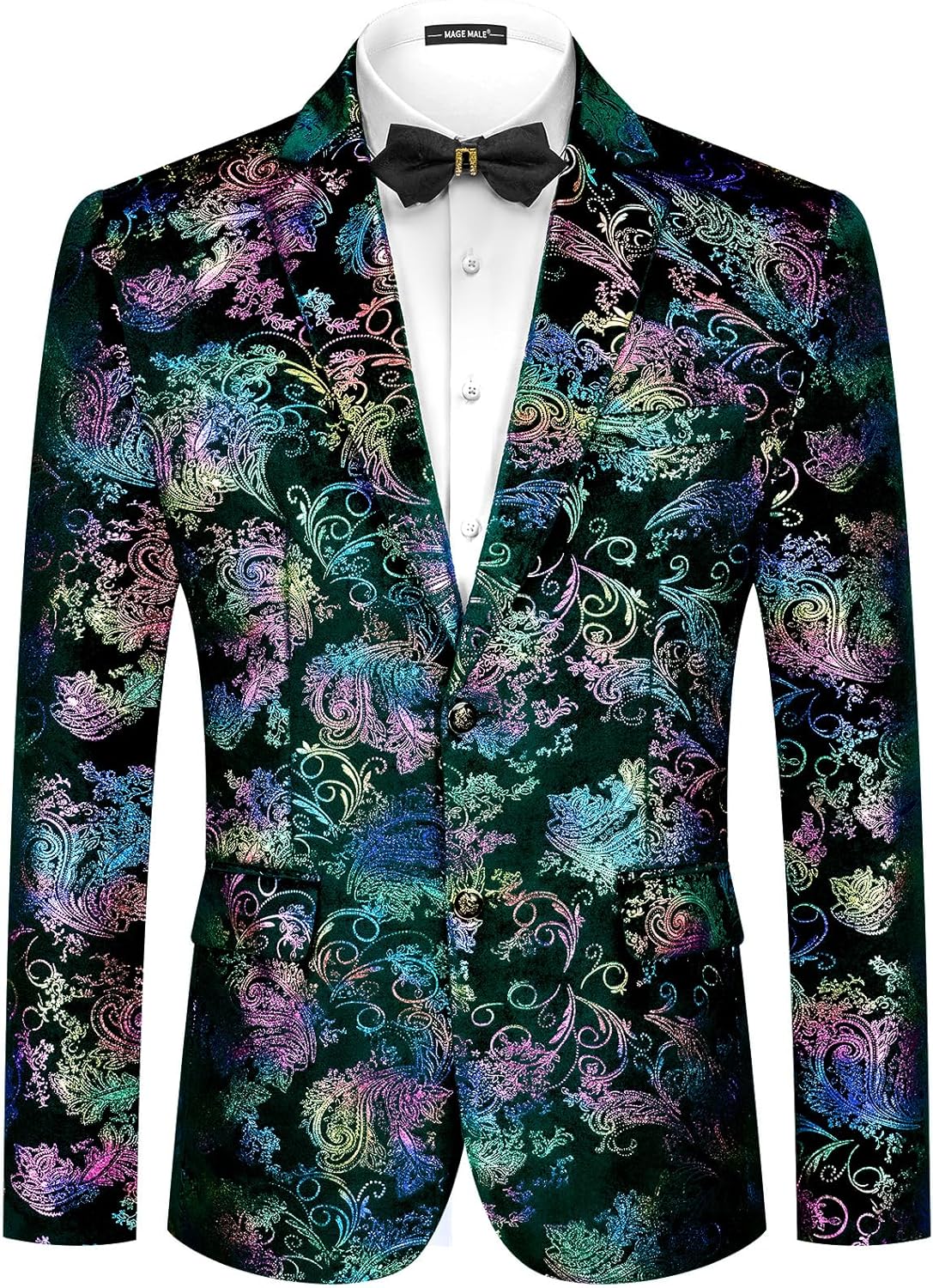 MAGE MALE Men's Dress Party Floral Suit Jacket for Stylish Looks