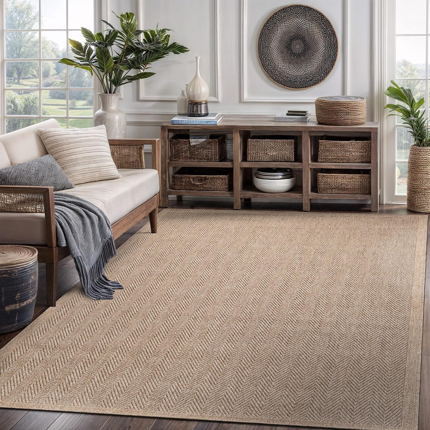 CAMILSON Easy Jute Rug 5x7 for Indoor Outdoor Use and Style