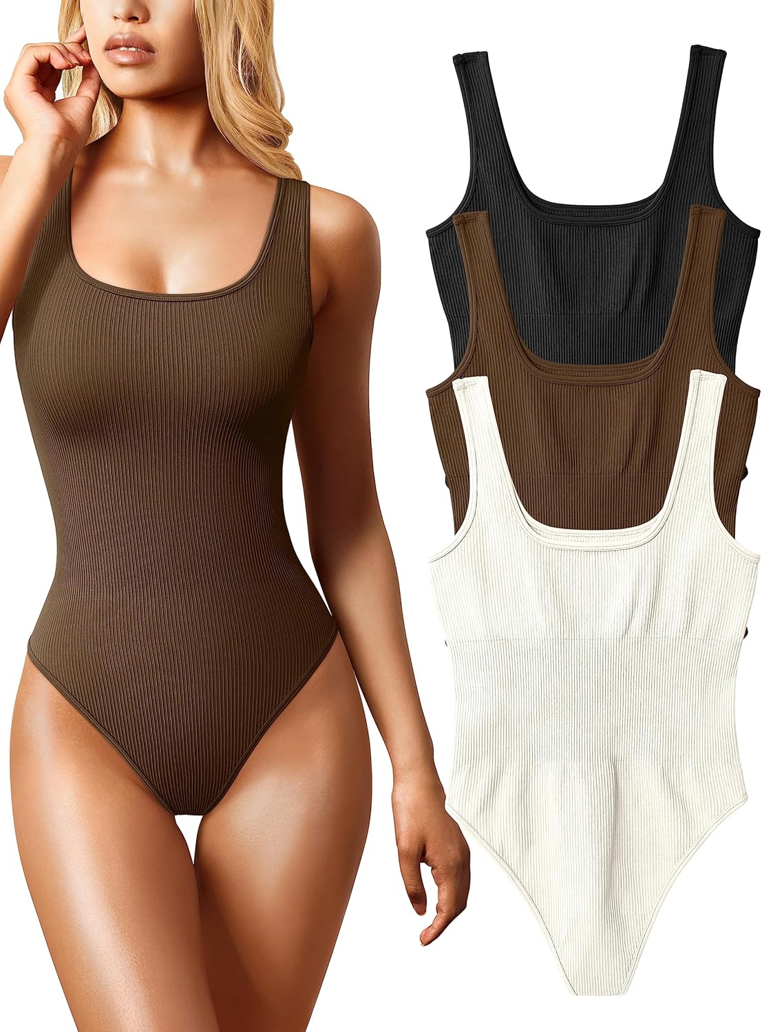 OQQ Women's 3 Piece Bodysuits for Trendy Outfits and Style