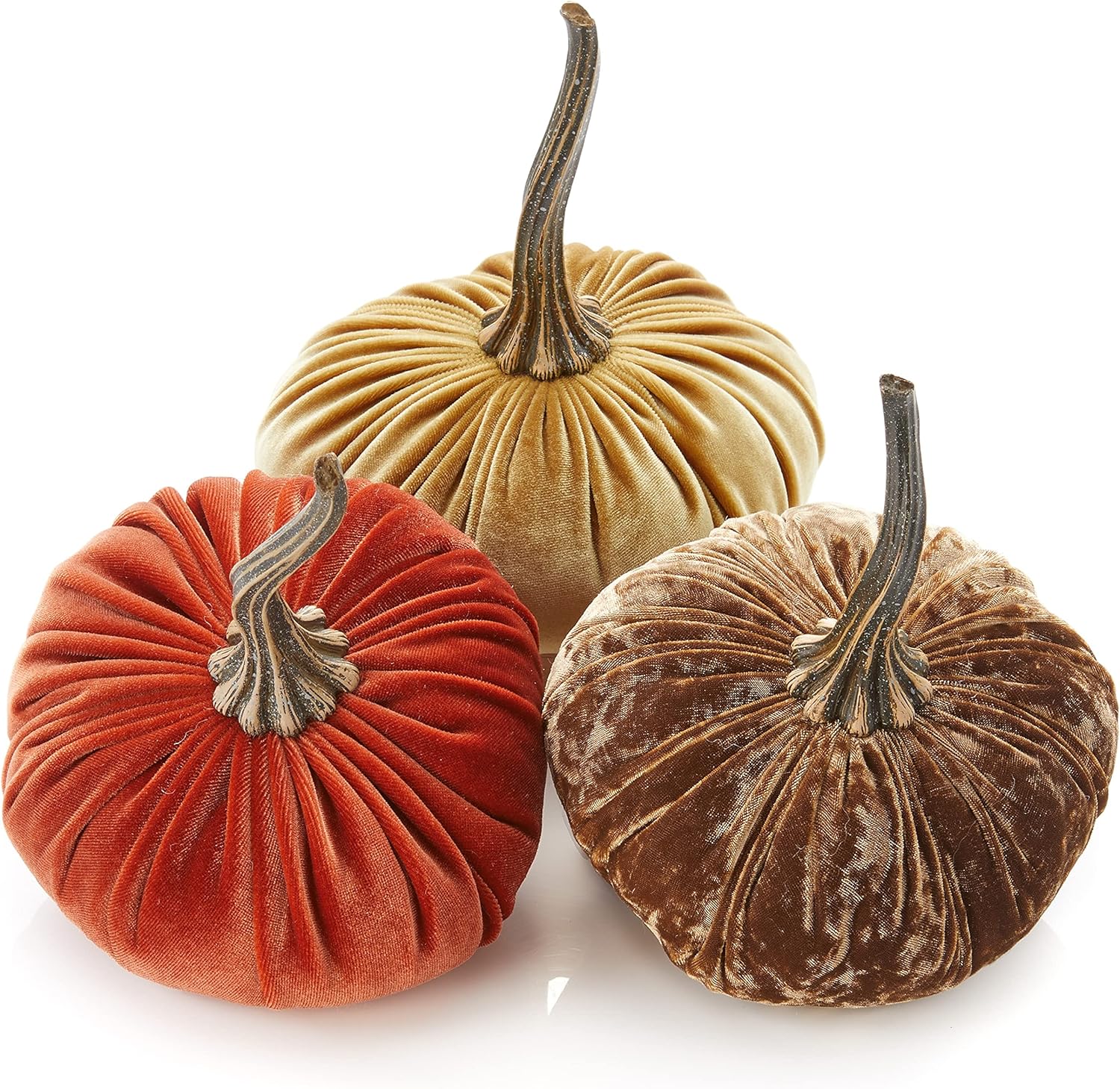 Set of 3 Velvet Pumpkins for Elegant Fall Decor and Gifts