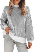Womens Oversized Colorblock Striped Knit Pullover - Cozy Fall 2025 top