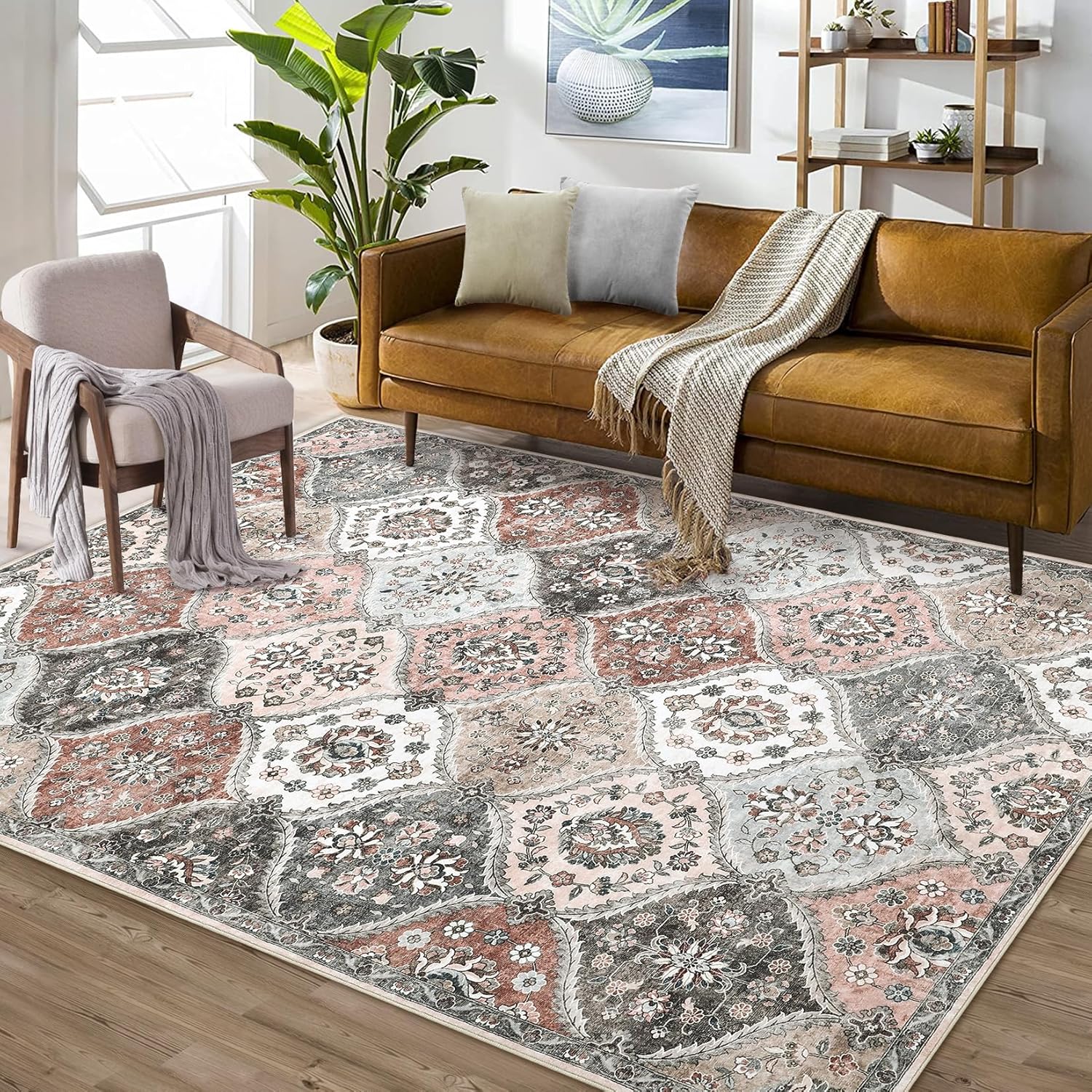 8x10 Area Rug - Moroccan Trellis Vintage Medallion Design