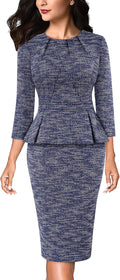 VFSHOW Womens Pleated Peplum Dress for Office and Business Wear