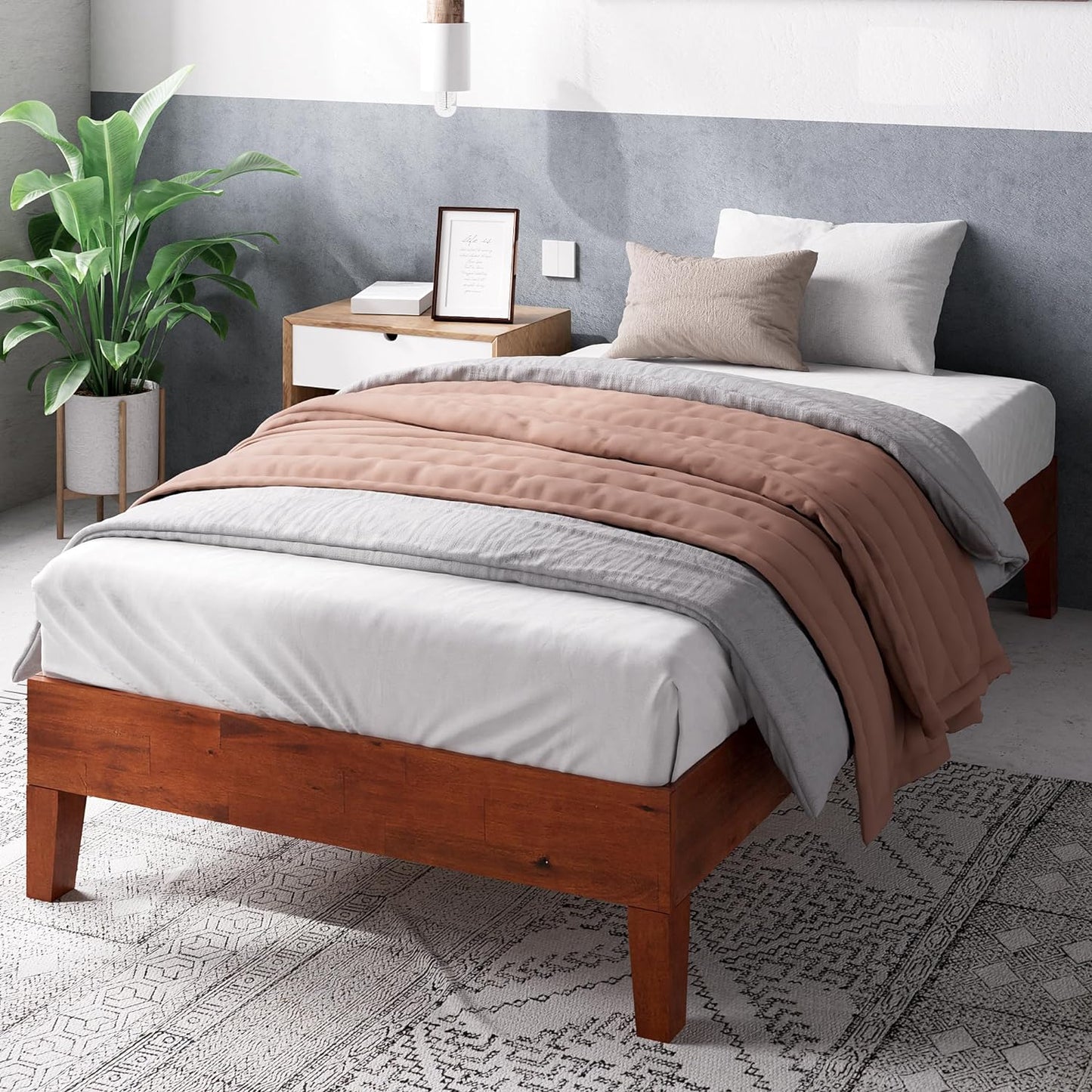 ZINUS Wen Deluxe Wood Platform Bed Frame for Twin Size Comfort