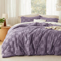 King Size Comforter Set Grayish Purple - Boho Tufted Checkered