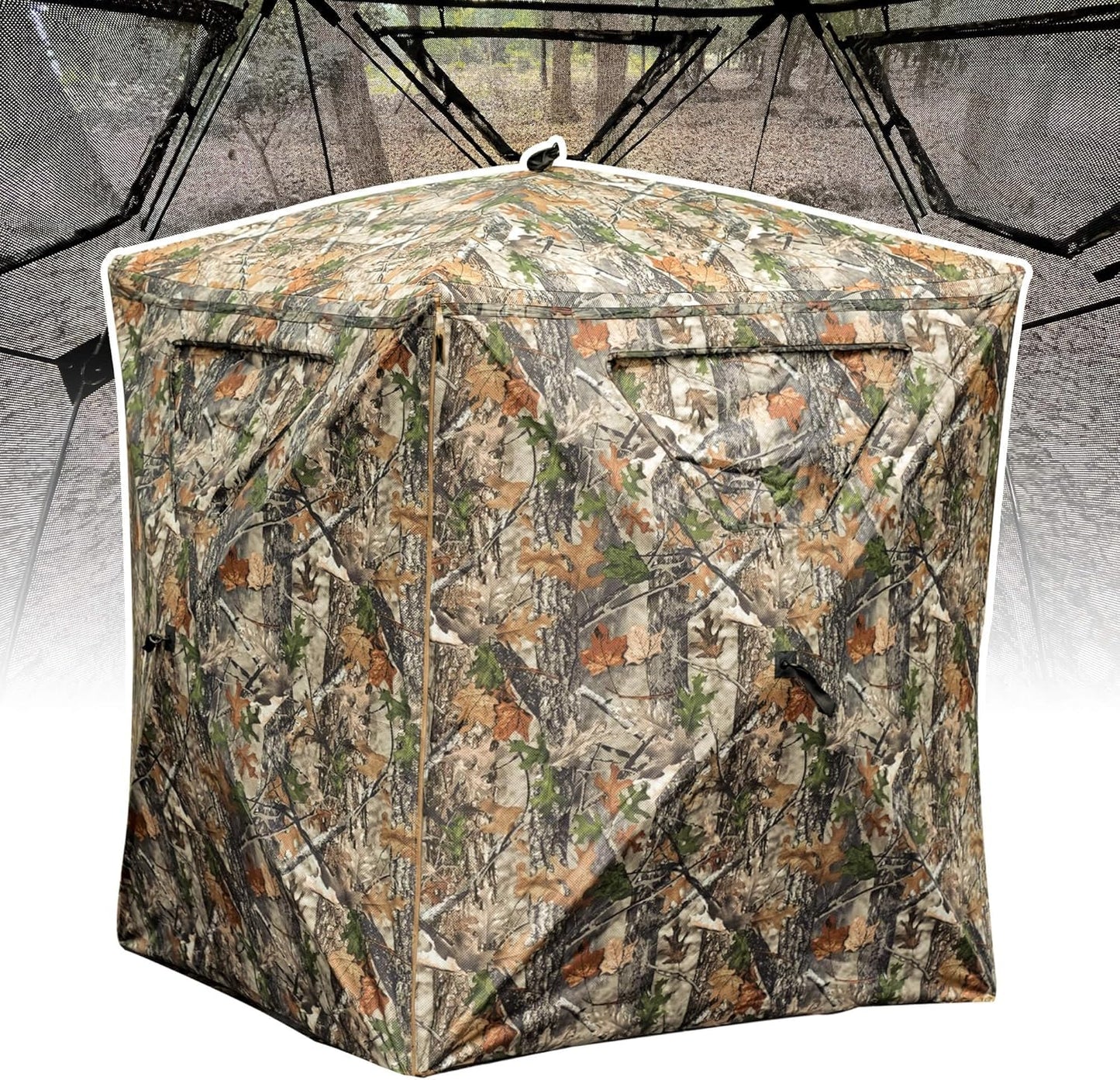 2 Person Pop Up Hunting Blind with 360 Degree See Through Design