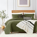 California Cal King Cloud Quilt Set 3-Piece Green Olive - Lightweight