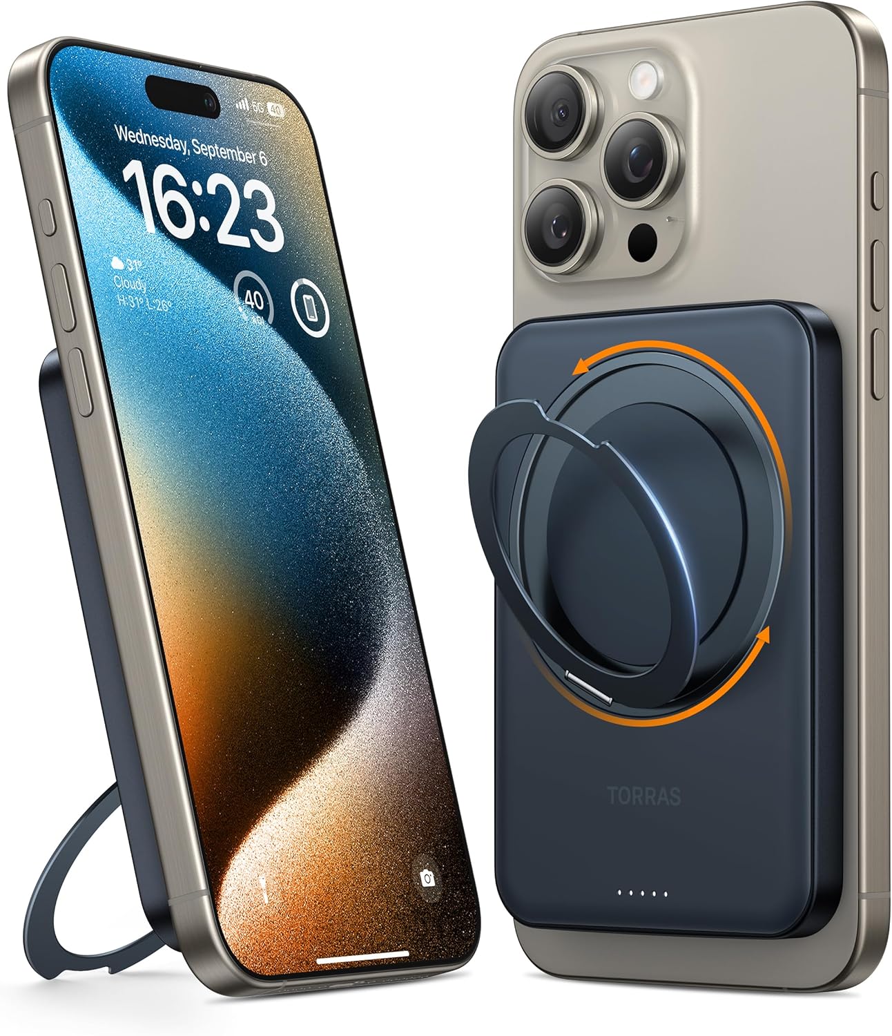 TORRAS 5,000mAh Magnetic Portable Charger with Stand for iPhone