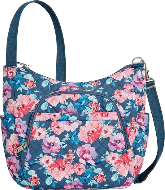 Travelon Anti-theft Classic Crossbody Bucket Bag for Safety