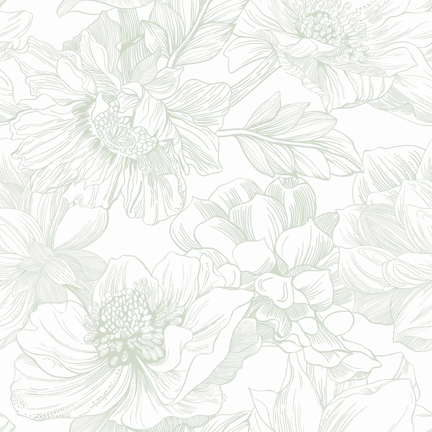 Dimoon Peel and Stick Wallpaper Green Floral for Home Decor