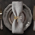 Gold Napkin Rings Set of 16 Dragonfly Design - Festive Table Accent