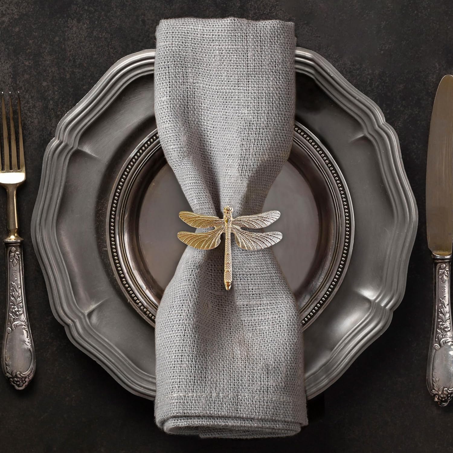 Elegant Gold Napkin Rings Set of 16 for Festive Table Decor