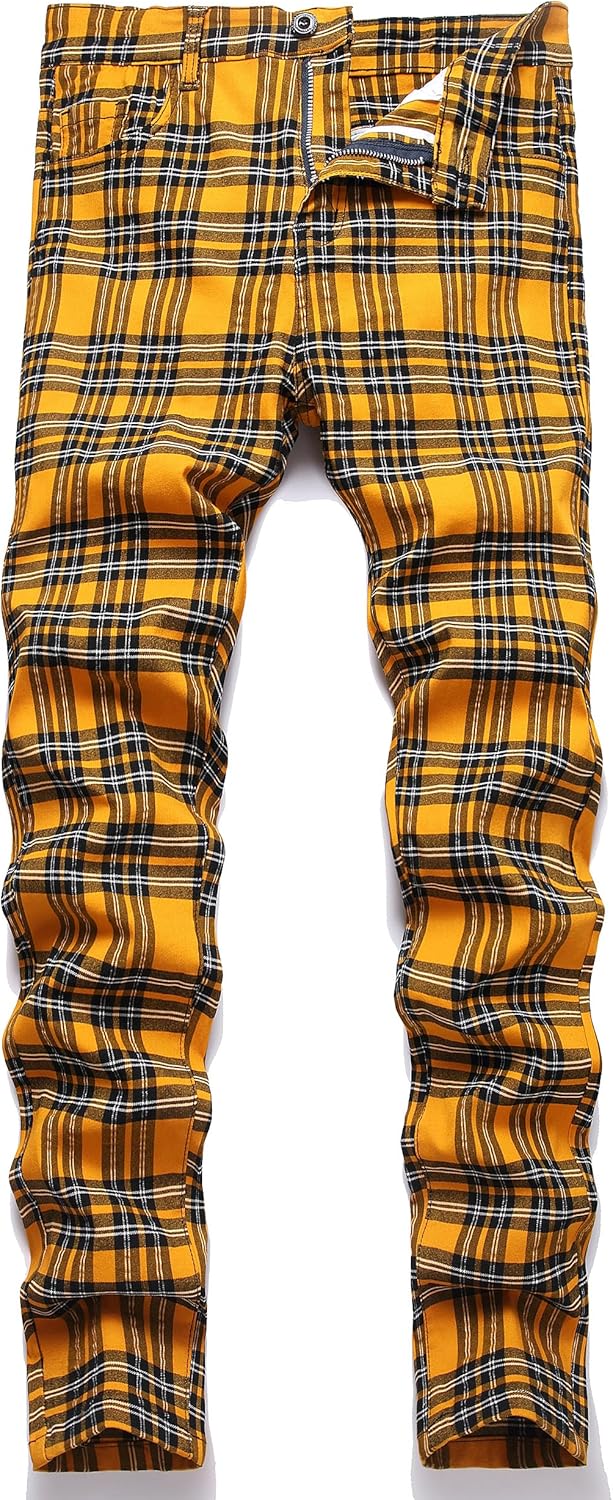 NOVOCCT Plaid Pants for Men - Stylish Skinny Fit Chinos