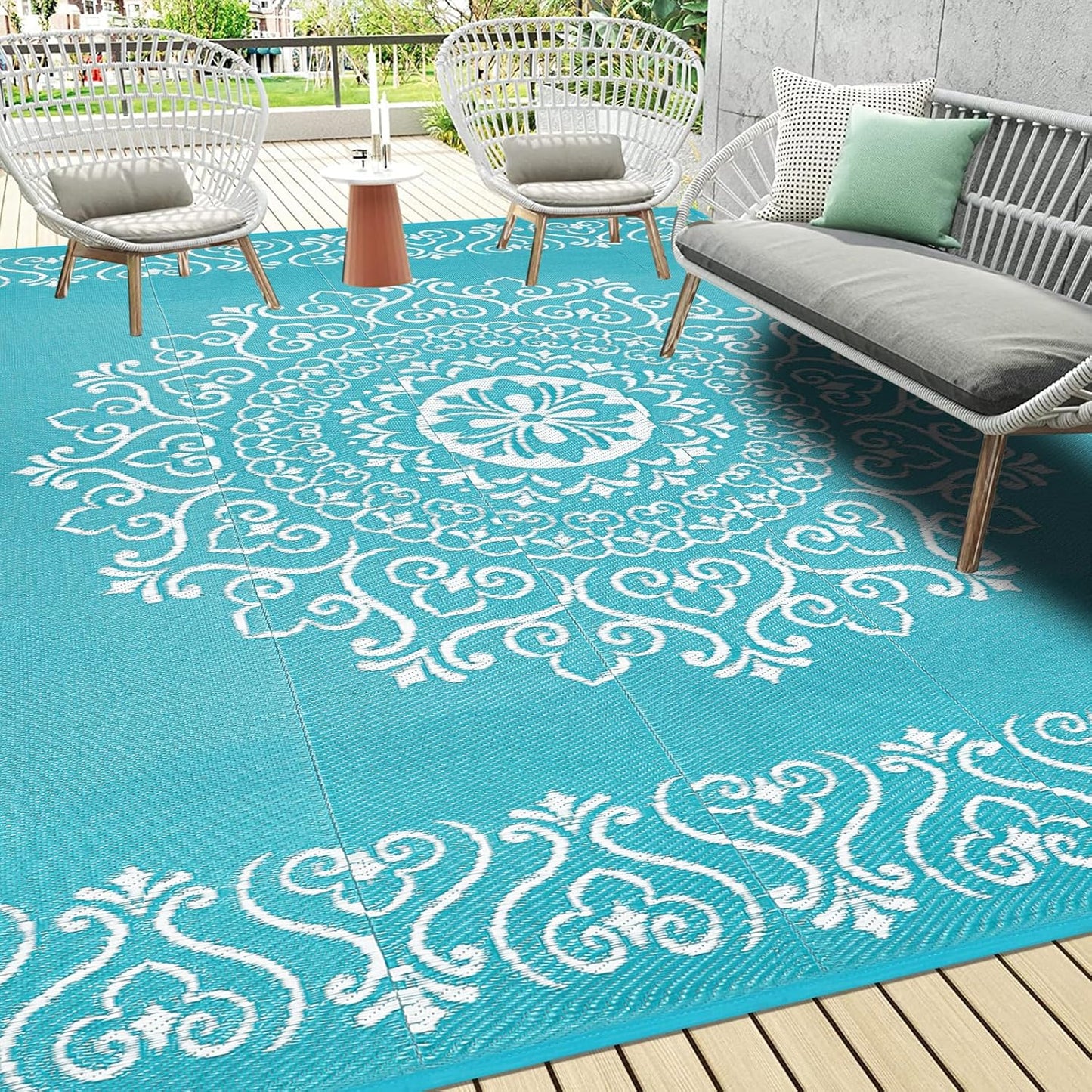 Pauwer Waterproof Outdoor Rug 9x12 for Patio and Camping