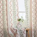Bohemian Floral Curtains for Living Room - Semi Sheer Linen Style