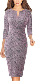Womens Slim Zipper Up Work Bodycon Pencil Sheath Dress - Zip Detail