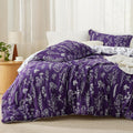Bedsure Full Comforter Set Dark Purple Bed Set - Reversible Floral
