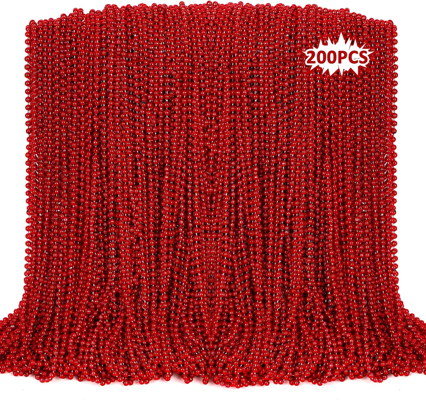 200PCS Red Bead Necklaces for Christmas and Party Favors
