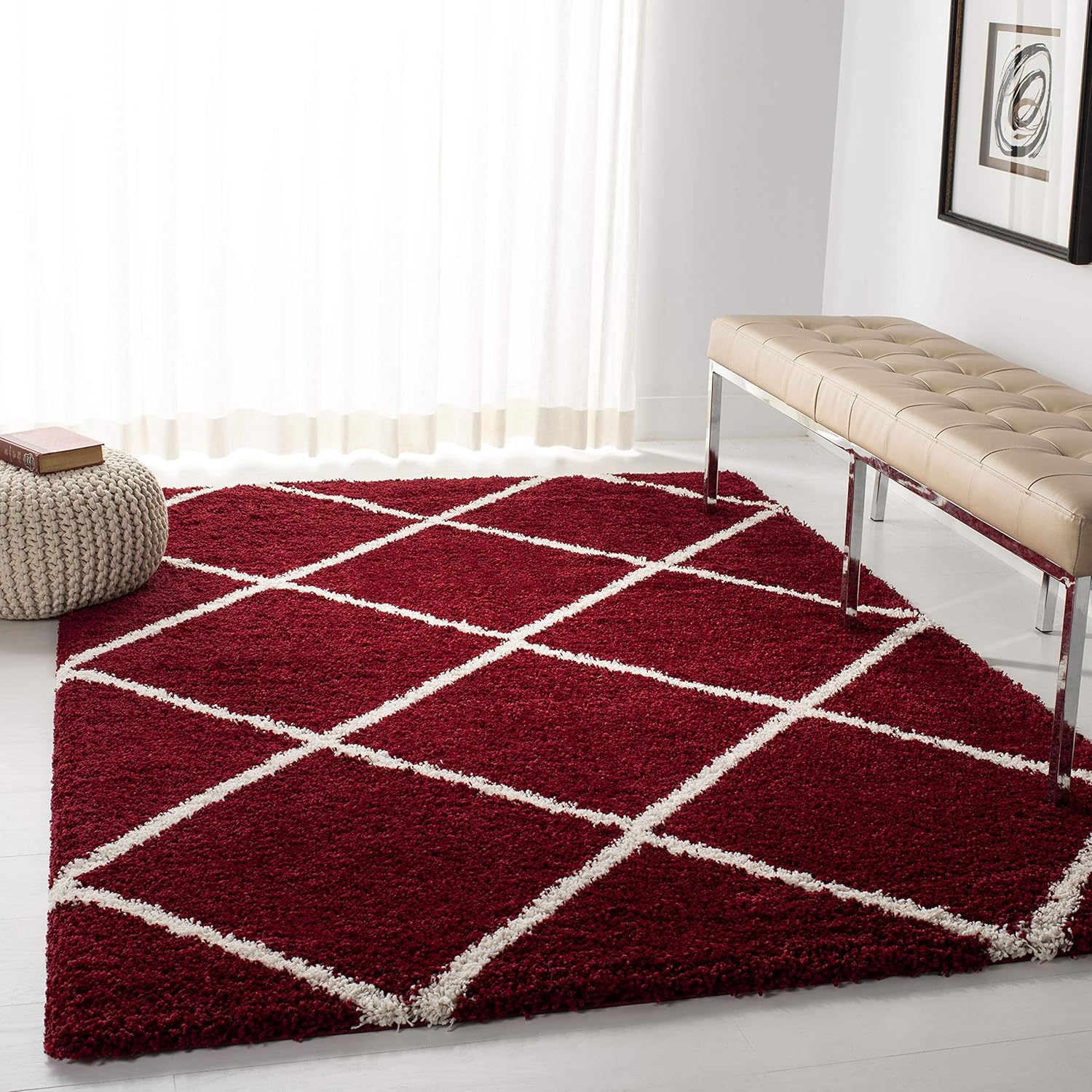 SAFAVIEH Hudson Shag Collection Area Rug - Modern Trellis Design