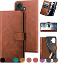 compatible with iPhone 16 6.1 in Genuine Leather Wallet Case - RFID
