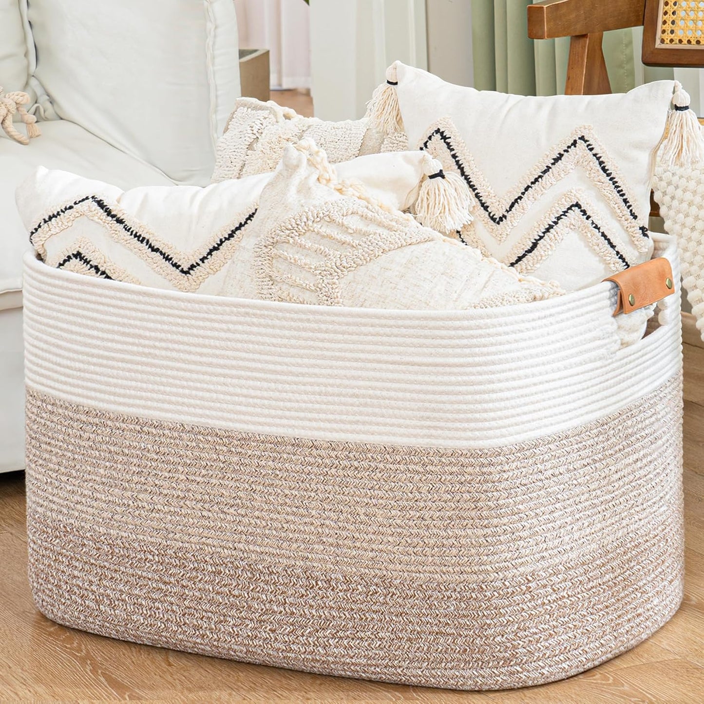 108L Large Blanket Basket for Living Room Storage Organization