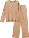 Ribbed Knit Lounge Set Long Sleeve Top and Pants - Cozy Everyday