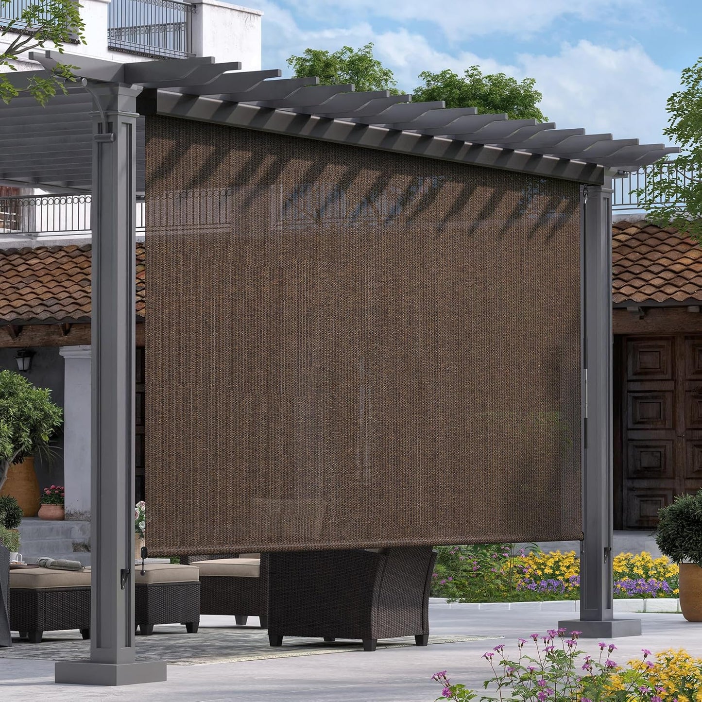VICLLAX Outdoor Premium Roller Shades for Patio and Porch