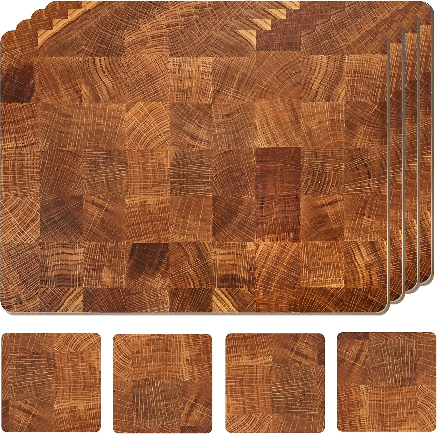 Set of 4 Heat Resistant Cork Placemats with Coasters for Dining