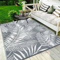 HiiARug Outdoor Rug 5x7 ft Palm Leaf Reversible Patio Rug - Waterproof