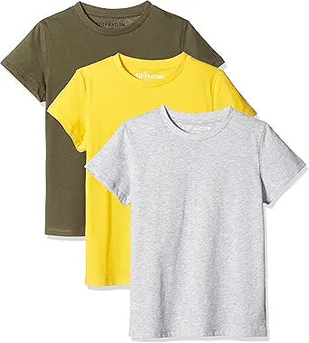 Kid Nation Kids Unisex 3 Pack Cotton Tagless Crewneck T Shirts
