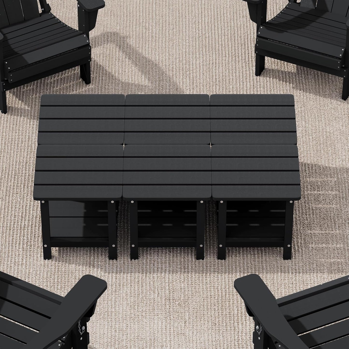 SERWALL Double Adirondack Side Table Set of 6 in Black Finish
