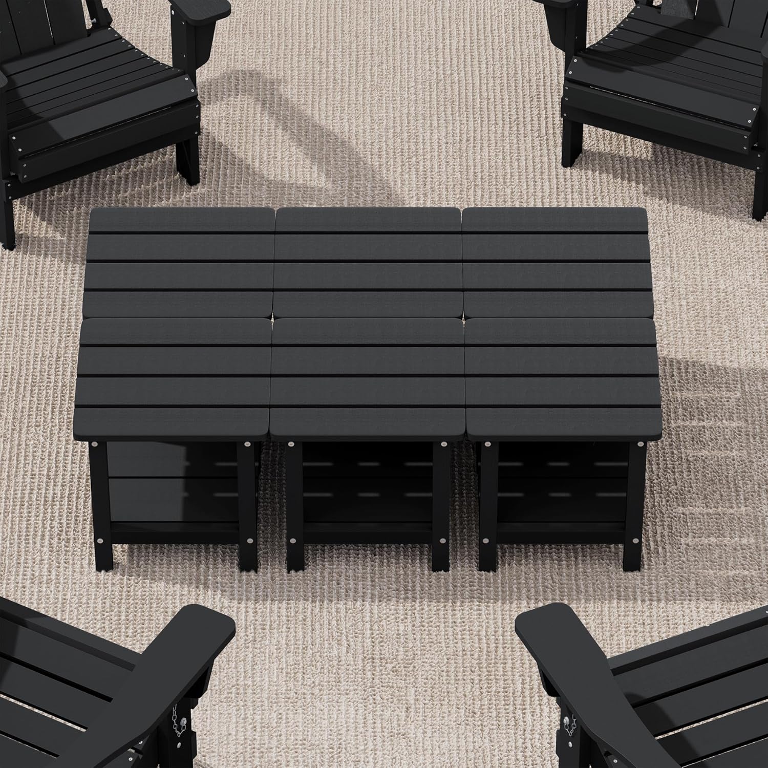 SERWALL Double Adirondack Side Table Set of 6 in Black Finish