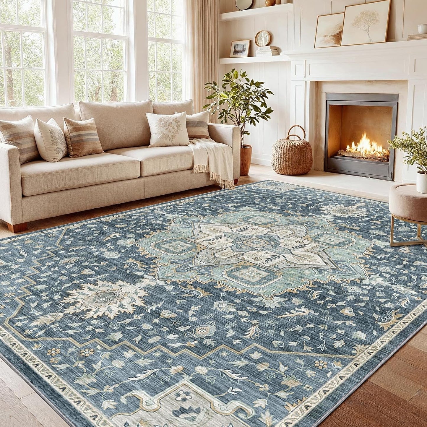 8x10 Washable Area Rug with Non-Slip Backing for Any Room