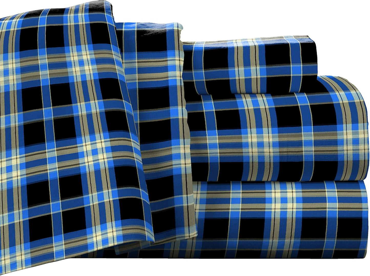 Pointehaven Flannel Deep Pocket Queen Sheet Set in Ashby Plaid