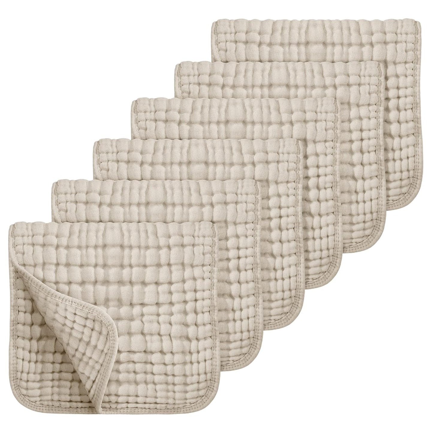Looxii 100% Cotton Muslin Burp Cloths - Super Soft & Absorbent 6 Pack (Apricot)